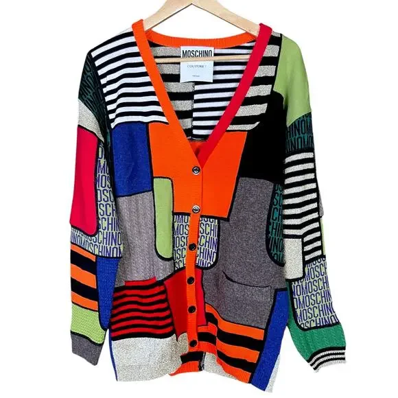 Moschino Couture Jeremy Scott US 6 Patchwork Wool Cardigan Sweater - Picture 14 of 14